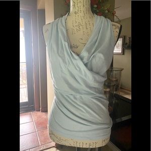 Blue drape front neck sleeveless top Velvet for Garnet Hill by Graham & Spencer